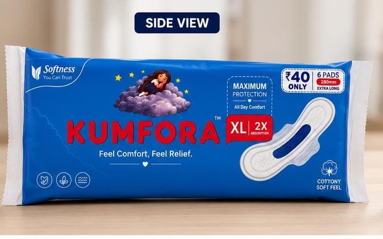 Kumfora XL Sanitary Pads – 6 PCS | Small Pack | Leak-Proof Protection | Soft Cottony Feel | Ultra Absorbent - Thumbnail 4
